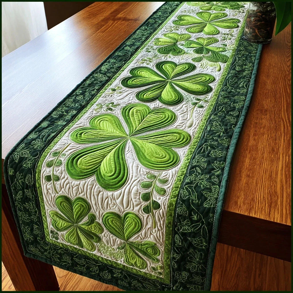 Green Clover Quilted Table Runner