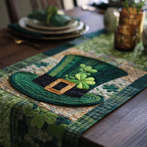 Green Fortune Quilted Table Runner