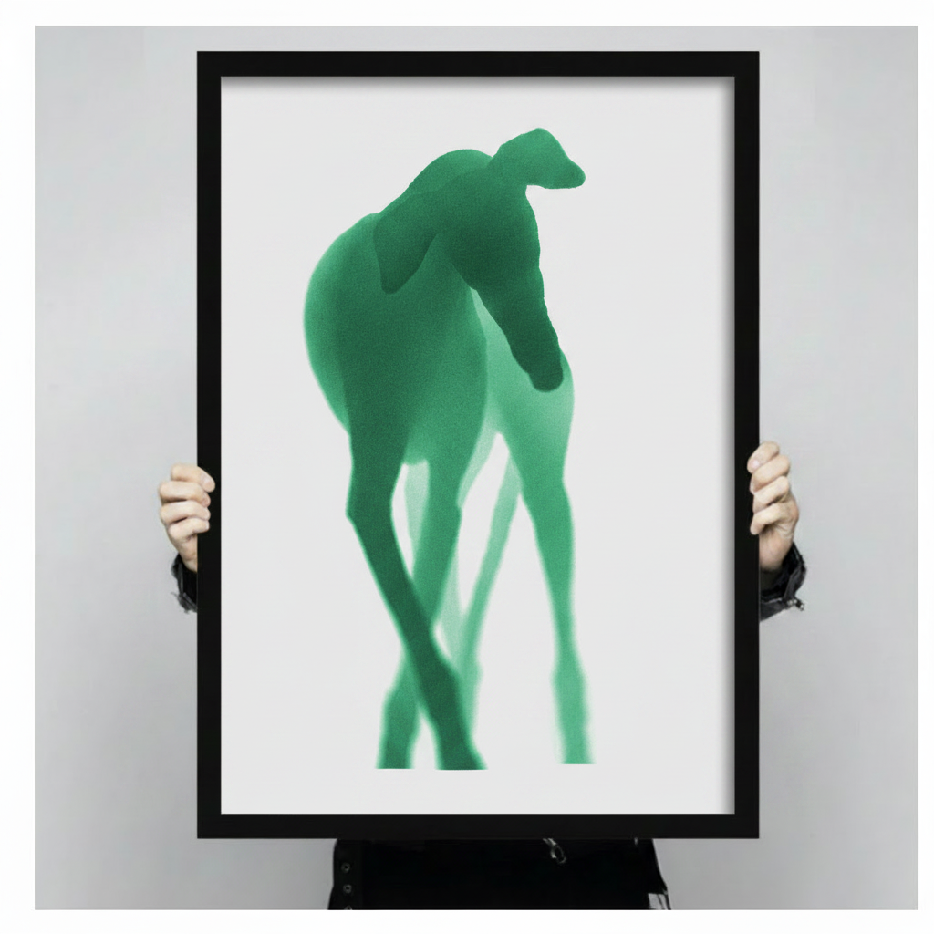 Minimalist Green Deer Silhouette Modern Wall Art