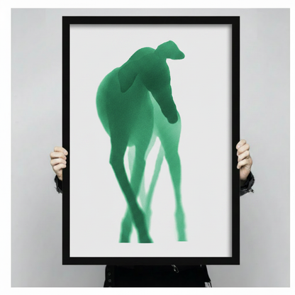 Minimalist Green Deer Silhouette Modern Wall Art