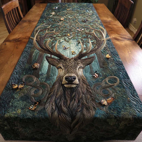 Green Heart Motif Quilted Table Runner