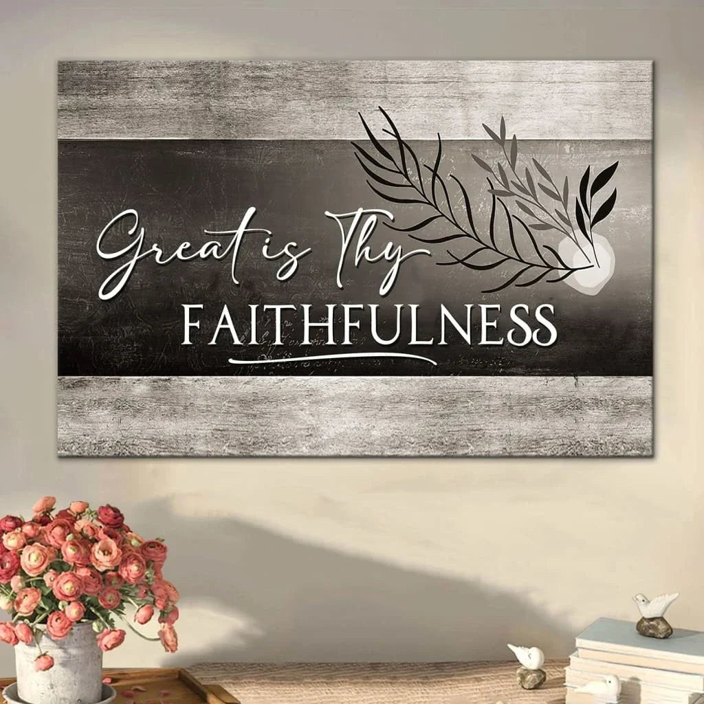 christian art great is thy faithfulness wall art canvas print christian wall decor (Landscape) (view 3)