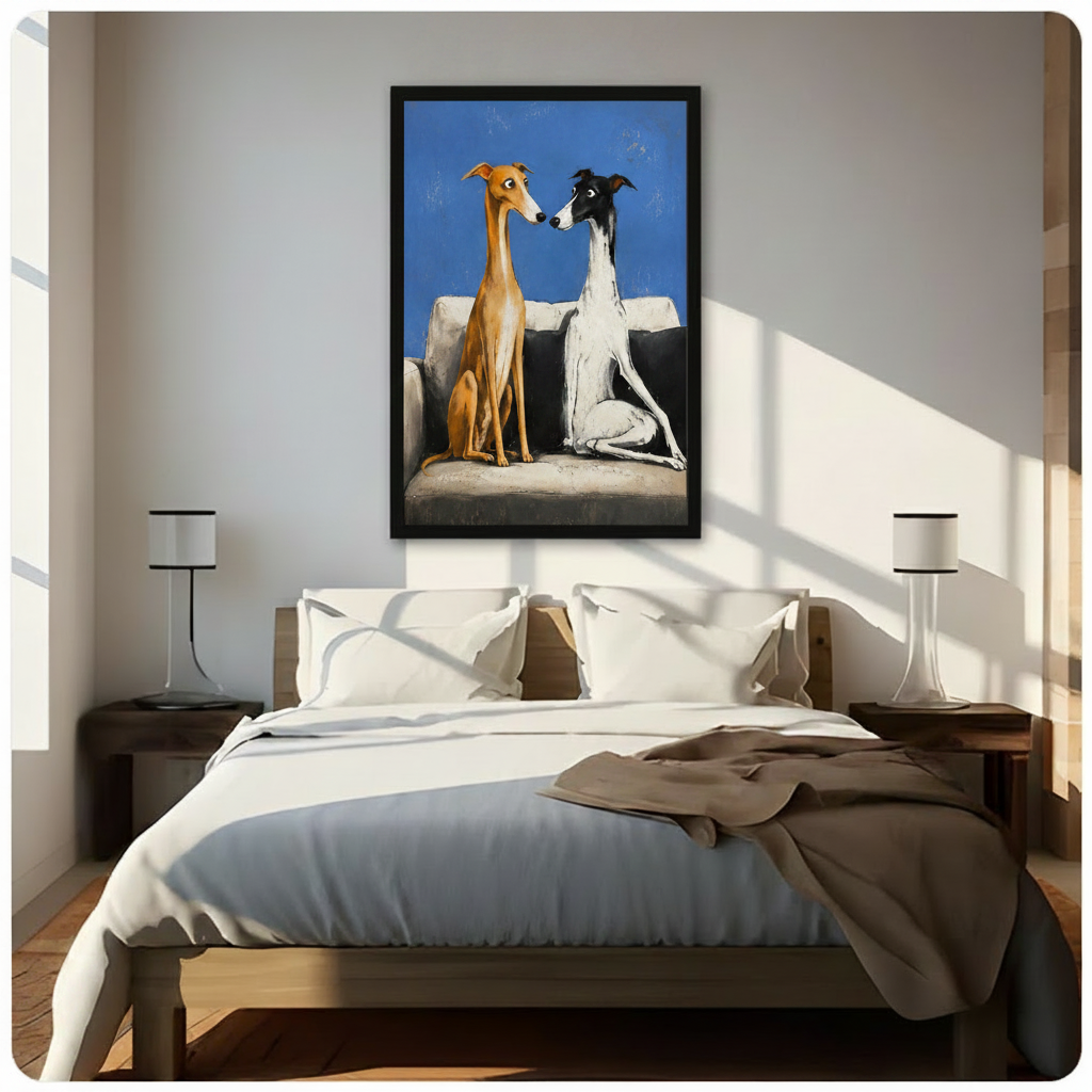 Two Greyhounds on Sofa Canvas Art Wall Art