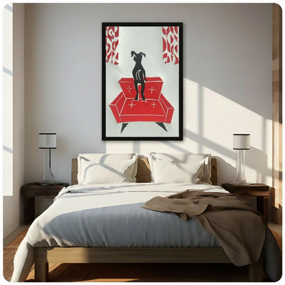 Greyhound Red Sofa Mid-Century Canvas Art Wall Art