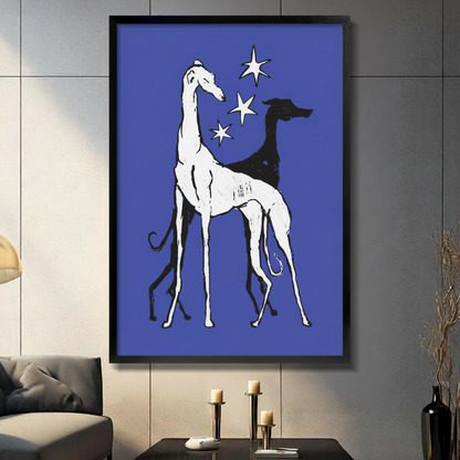 Greyhound Stars Blue Canvas Wall Art