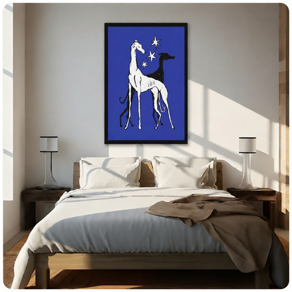 Greyhound Stars Blue Canvas Wall Art