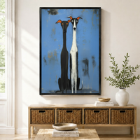 Whimsical Greyhound Duo Folk Art Canvas Print