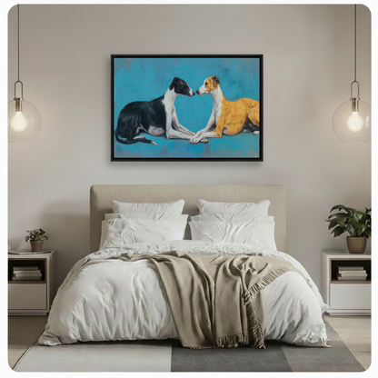 Greyhound Duo Oil Painting Canvas Wall Art