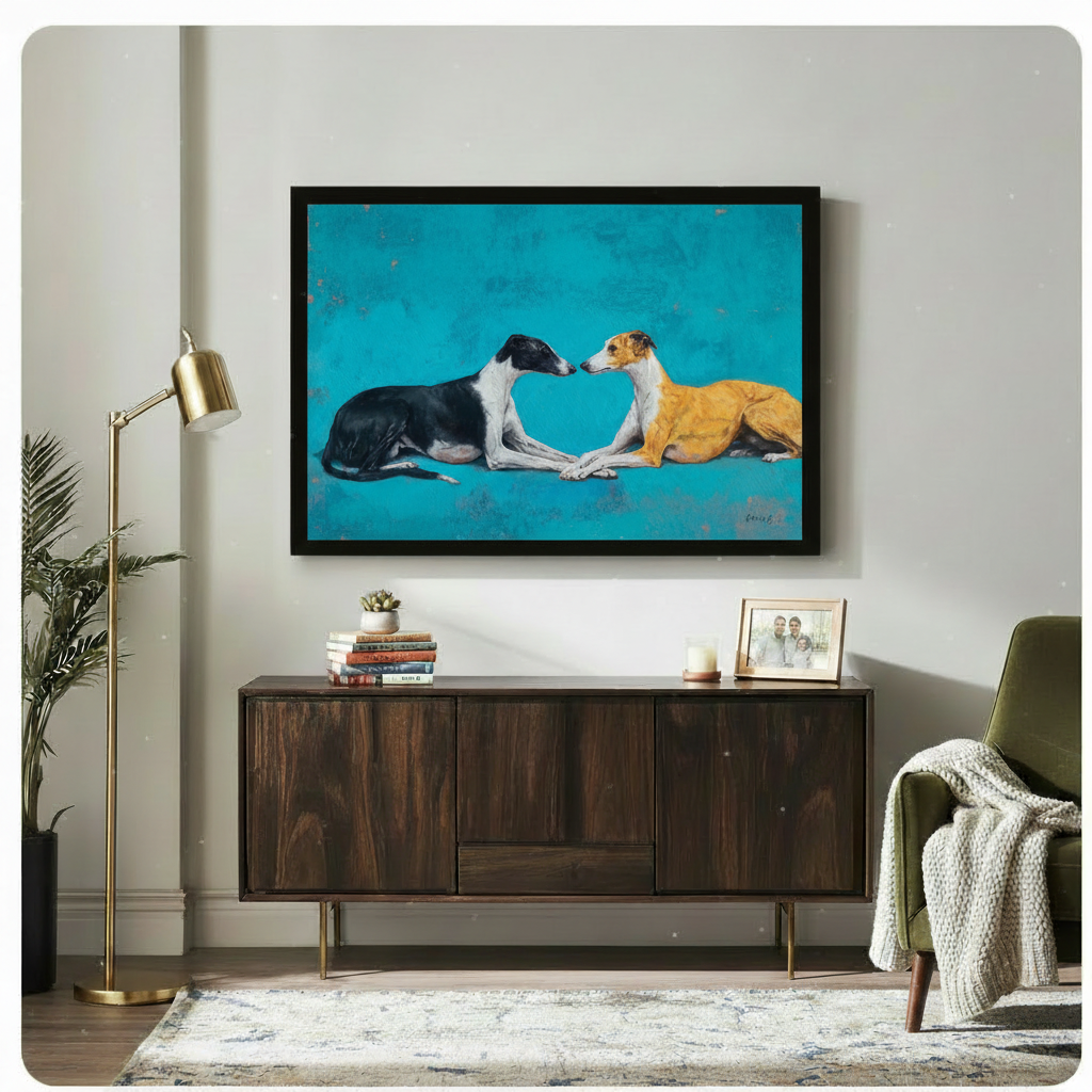 Greyhound Duo Oil Painting Canvas Wall Art
