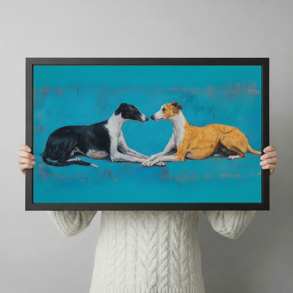 Greyhound Duo Oil Painting Canvas Wall Art