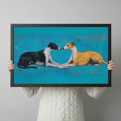 Greyhound Duo Oil Painting Canvas Wall Art