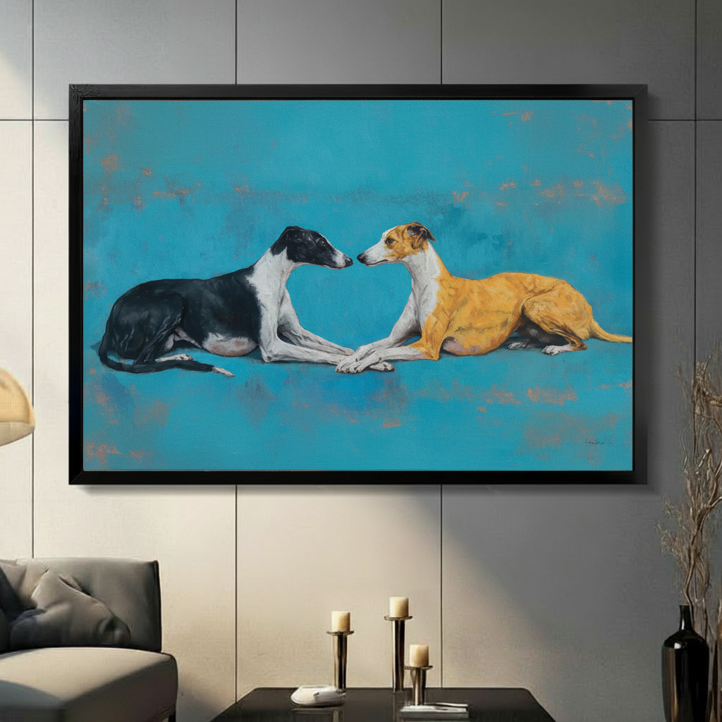 Greyhound Duo Oil Painting Canvas Wall Art