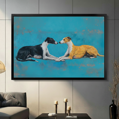 Greyhound Duo Oil Painting Canvas Wall Art