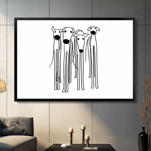 Minimalist Greyhound Dogs Line Art Canvas Wall Art