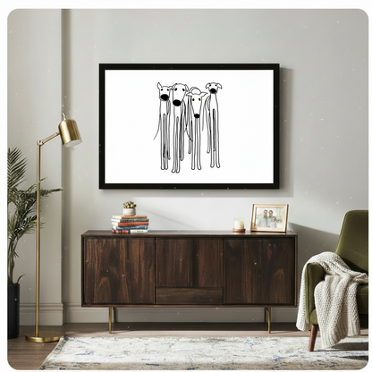 Minimalist Greyhound Dogs Line Art Canvas Wall Art