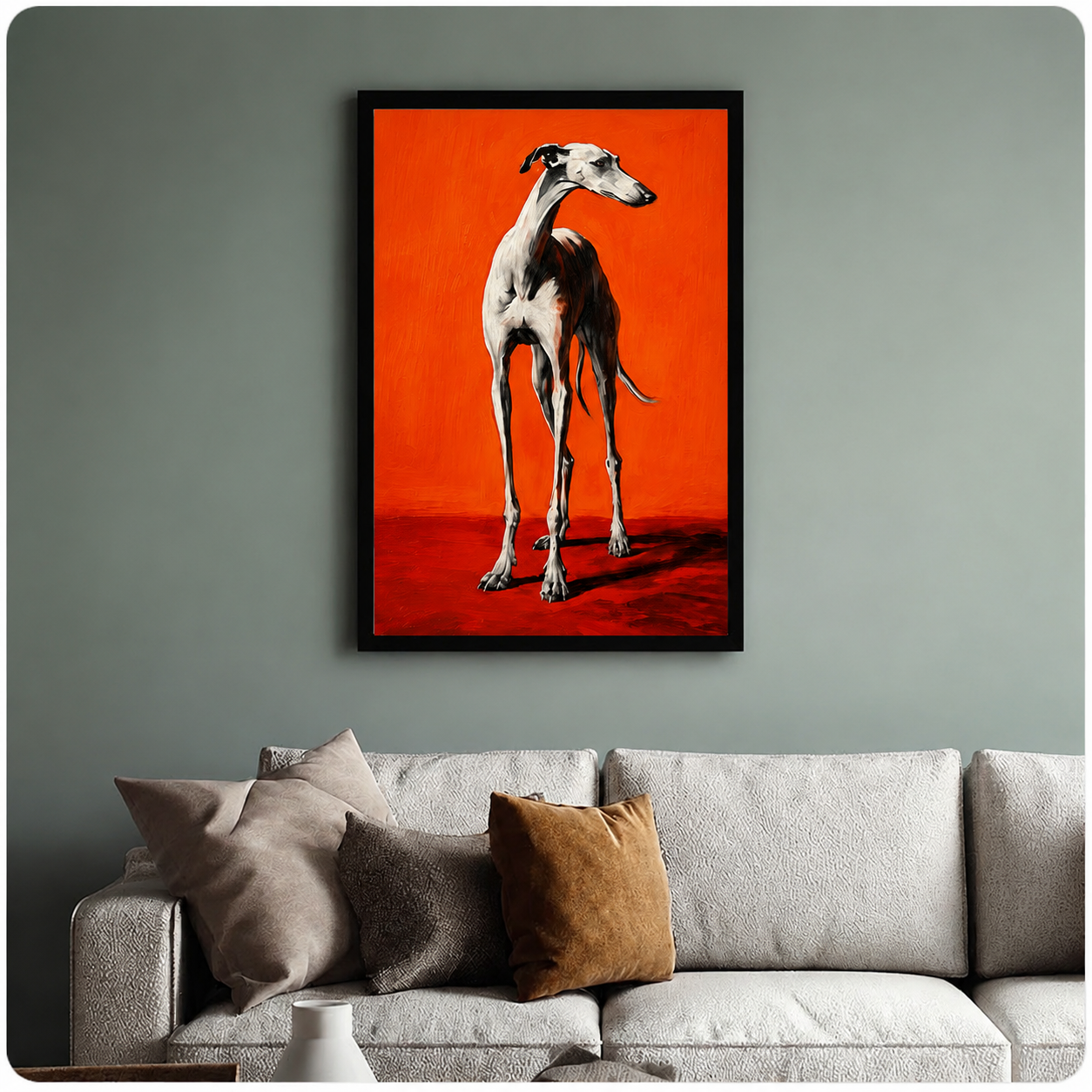 Bold Orange Greyhound Oil Painting Canvas Art