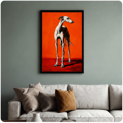 Bold Orange Greyhound Oil Painting Canvas Art