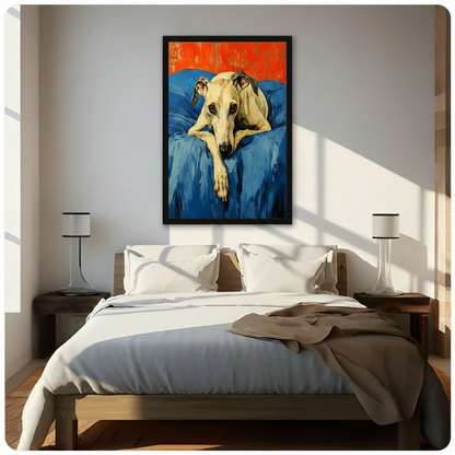 Greyhound Blue Sofa Oil Painting Canvas Art Wall Art