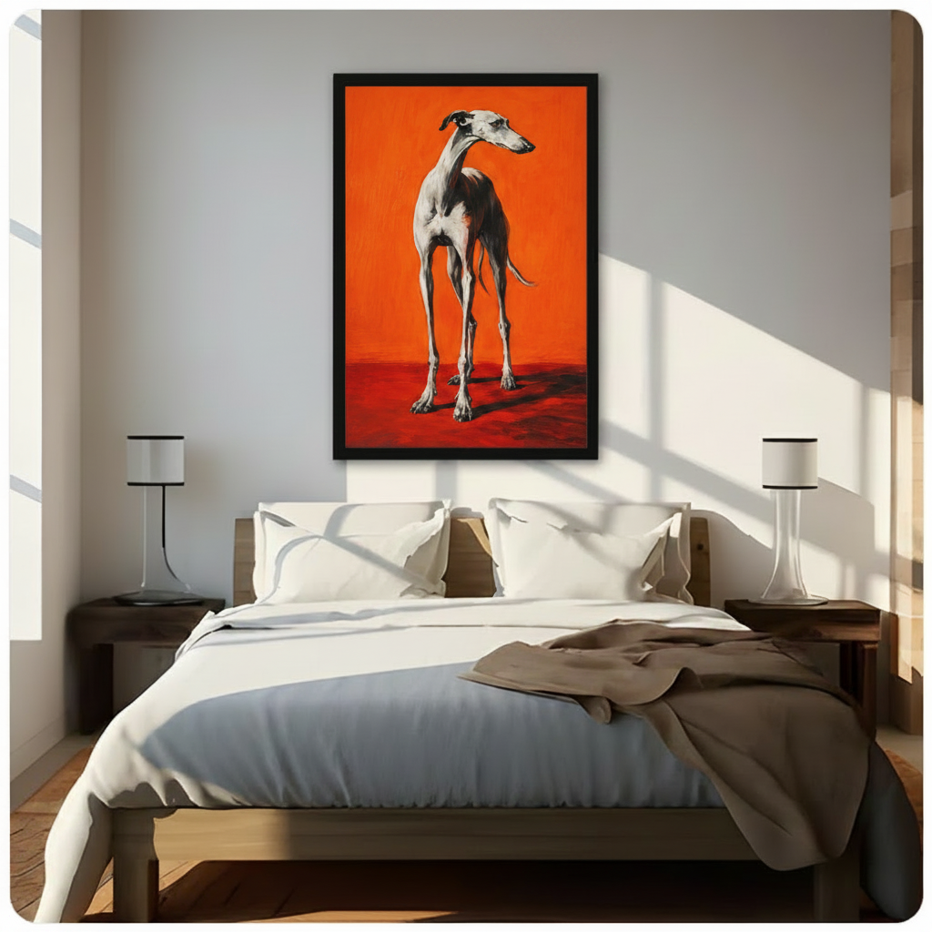 Bold Orange Greyhound Oil Painting Canvas Art