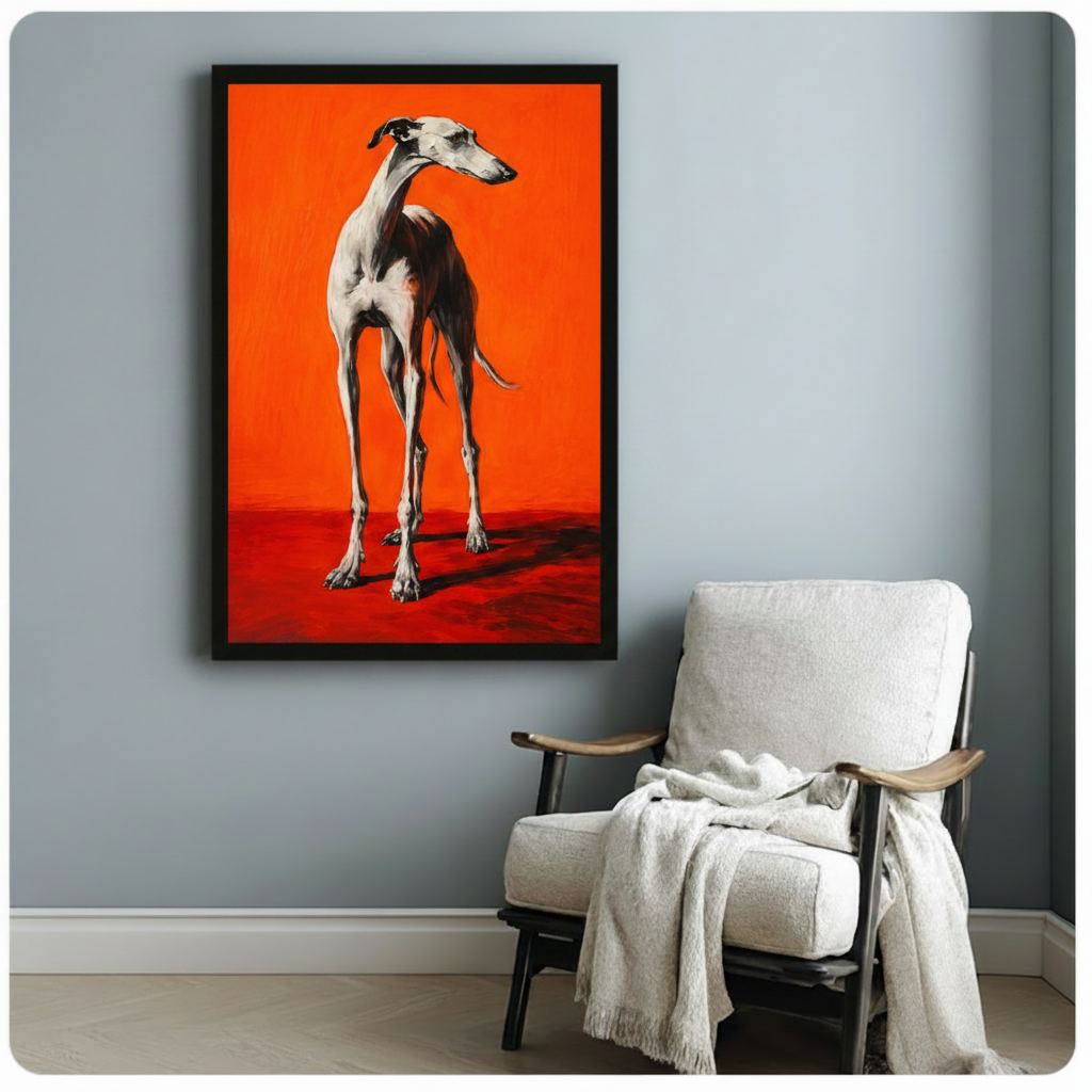 Bold Orange Greyhound Oil Painting Canvas Art