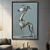 Whimsical Greyhound Portrait Funny Canvas Wall Art