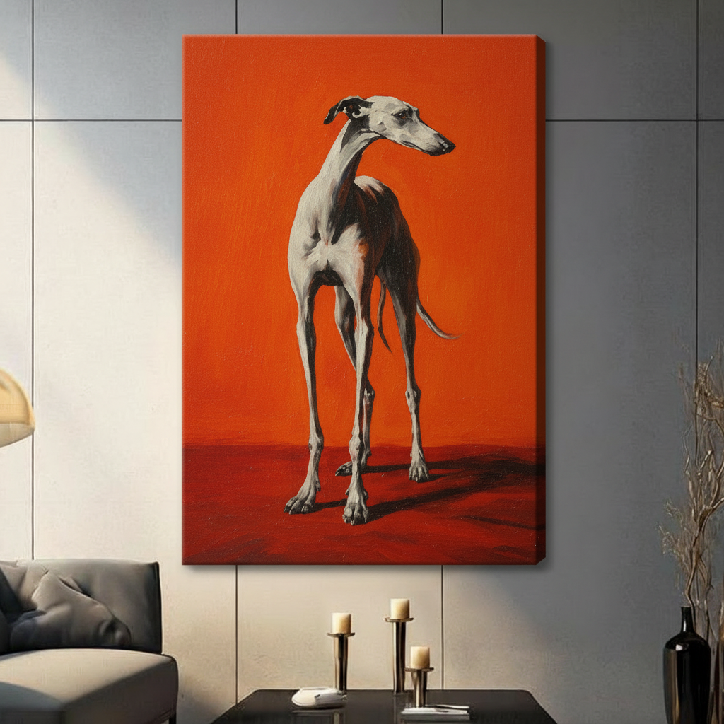Bold Orange Greyhound Oil Painting Canvas Art