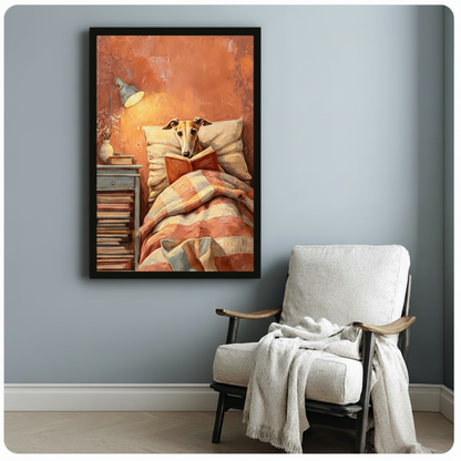 Reading Greyhound Cozy Bedroom Canvas Art Wall Art
