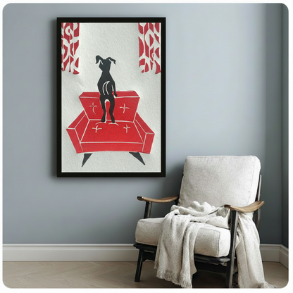 Greyhound Red Sofa Mid-Century Canvas Art Wall Art
