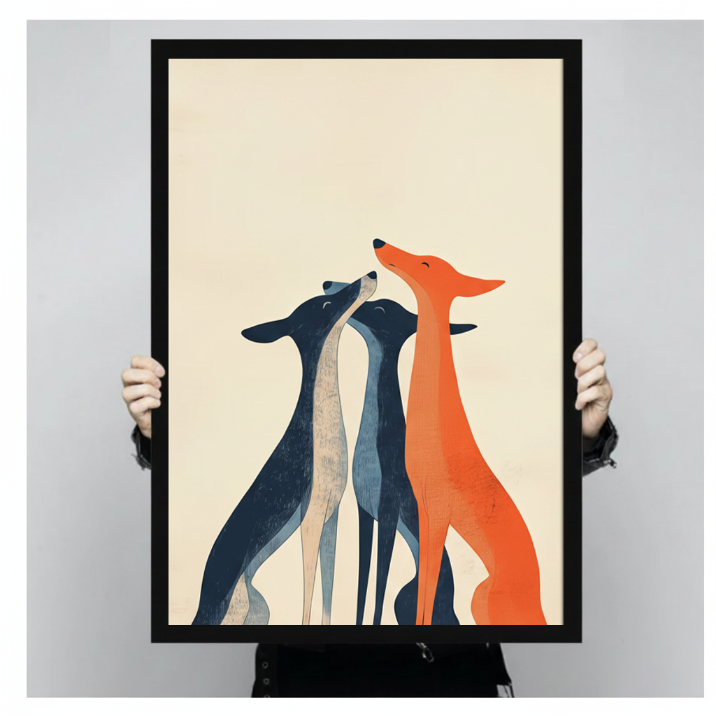 Minimalist Greyhound Trio Canvas Wall Art