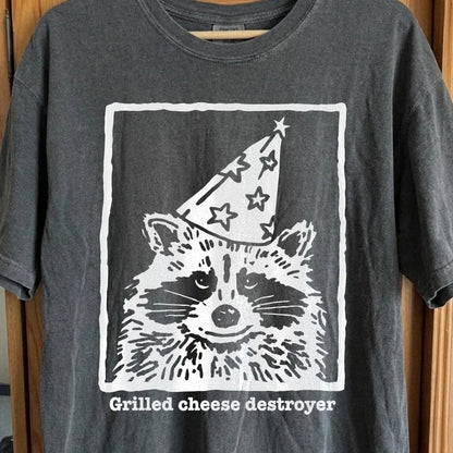 Grilled Cheese Destroyer Raccoon Shirt, funny meme tee gift (view 3)