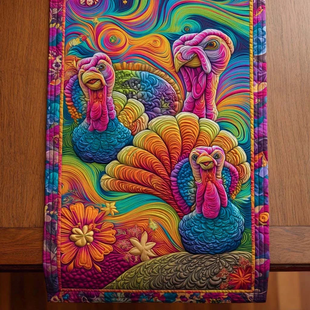 Groovy Turkey Trio Quilted Table Runner