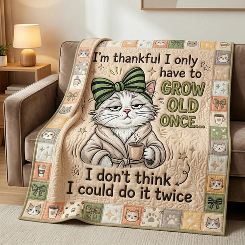 Grumpy Cat Humor Quilt Blanket