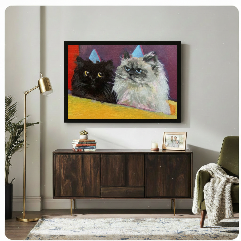 Party Cats Canvas Art | Funny Cat Wall Decor Wall Art