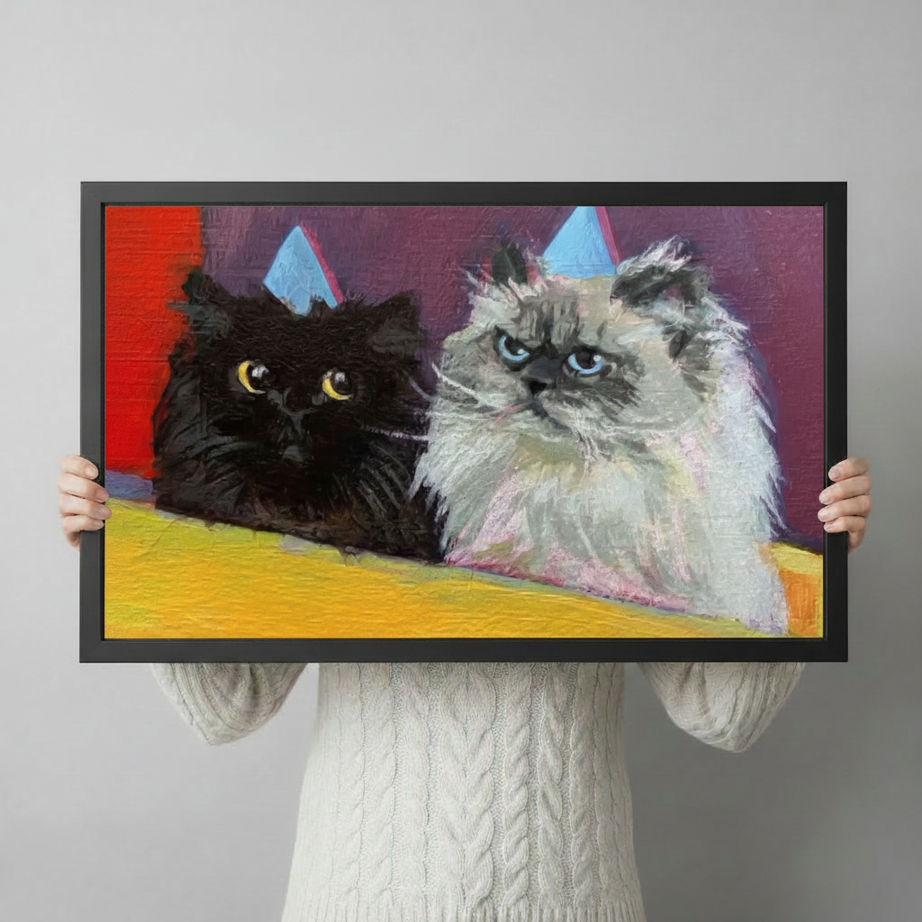 Party Cats Canvas Art | Funny Cat Wall Decor Wall Art