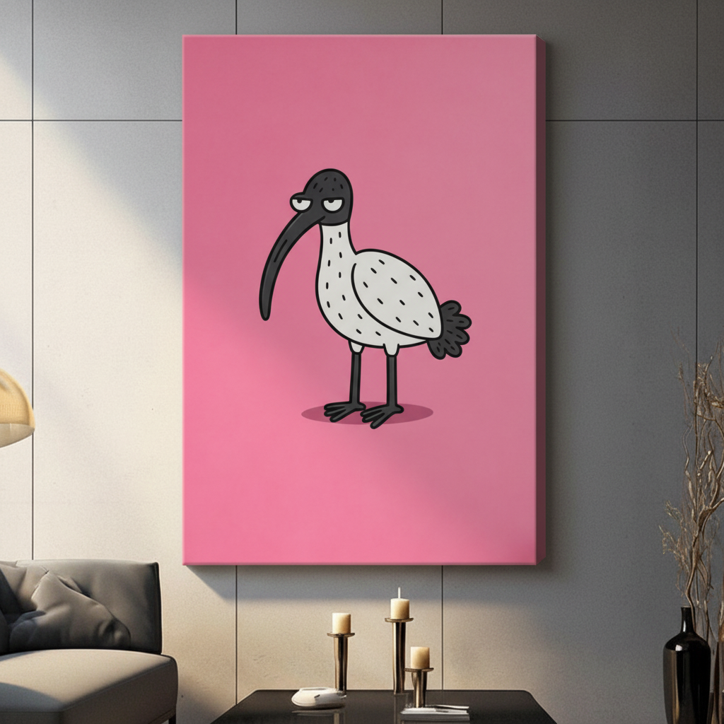 Grumpy Ibis Pink Pop Art Canvas Wall Art
