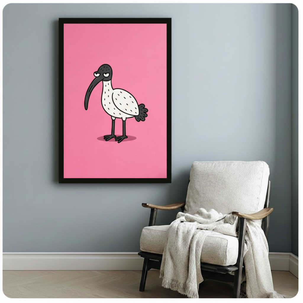 Grumpy Ibis Pink Pop Art Canvas Wall Art