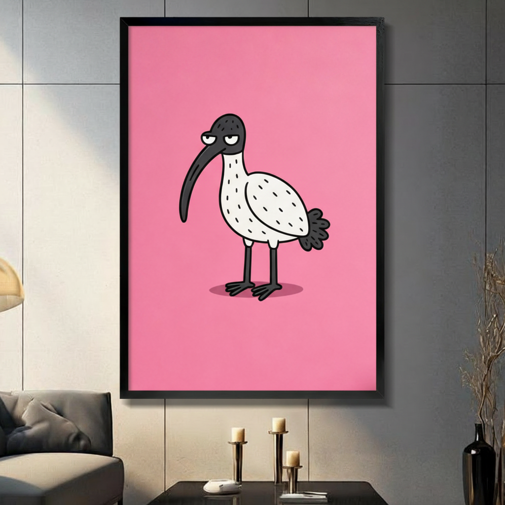 Grumpy Ibis Pink Pop Art Canvas Wall Art
