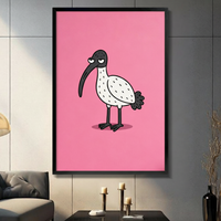 Grumpy Ibis Pink Pop Art Canvas Wall Art