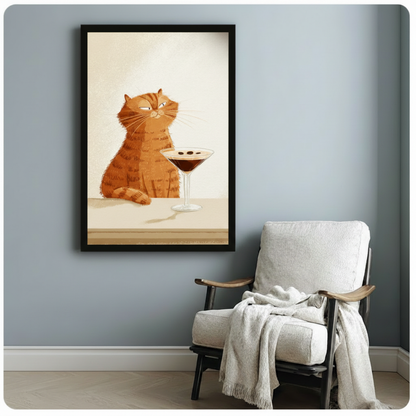 Grumpy Cat Espresso Martini Funny Canvas Art Wall Art