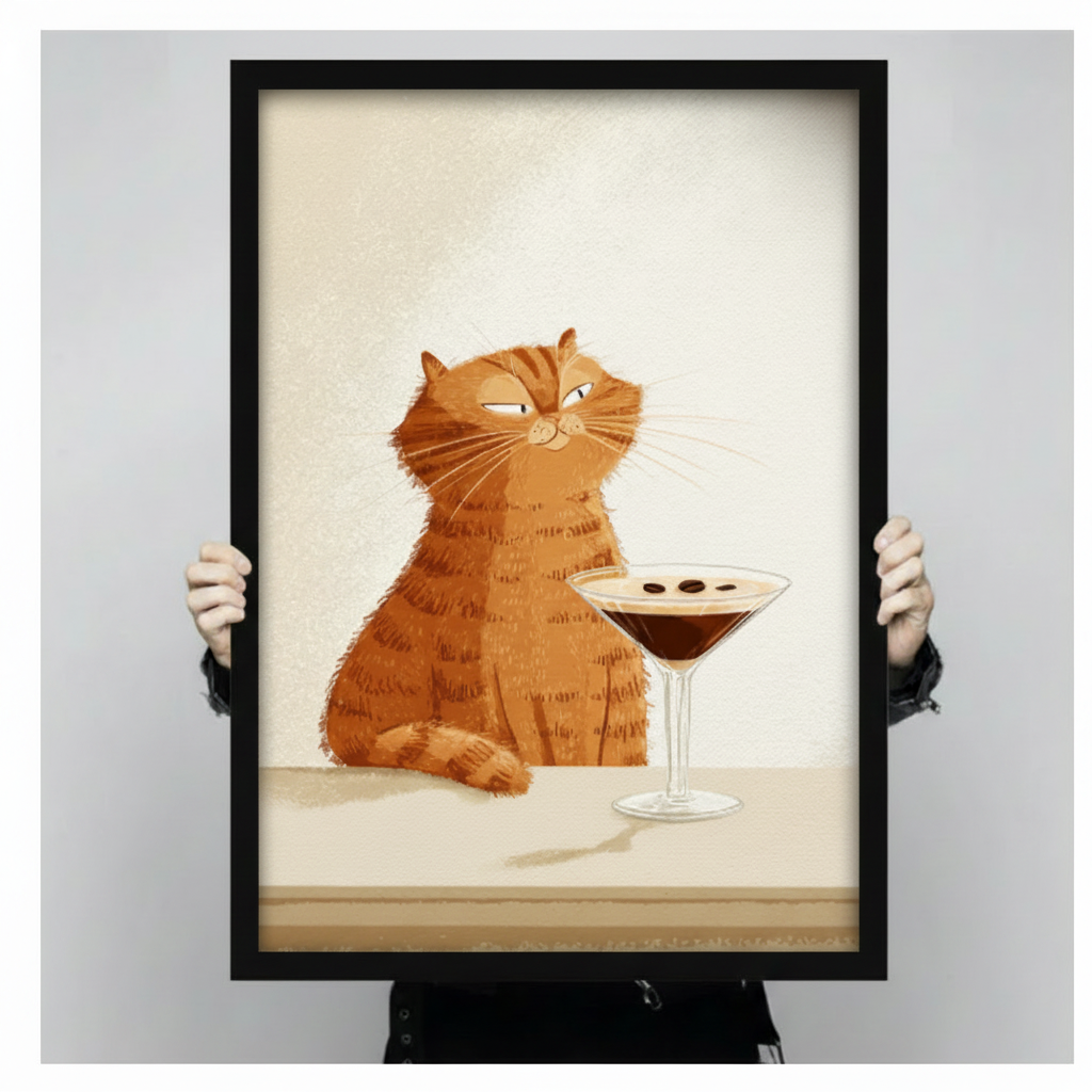 Grumpy Cat Espresso Martini Funny Canvas Art Wall Art