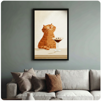 Grumpy Cat Espresso Martini Funny Canvas Art Wall Art