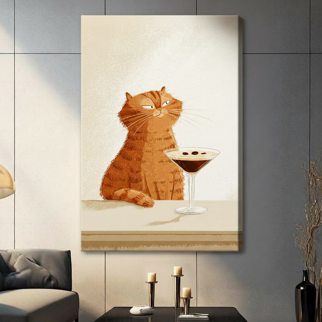 Grumpy Cat Espresso Martini Funny Canvas Art Wall Art
