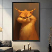 Grumpy Orange Cat Portrait Canvas Wall Art