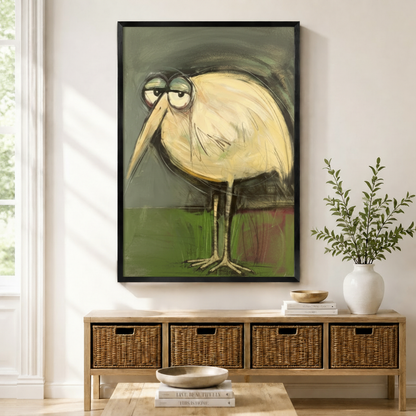 Grumpy Bird Expressionist Canvas Wall Art
