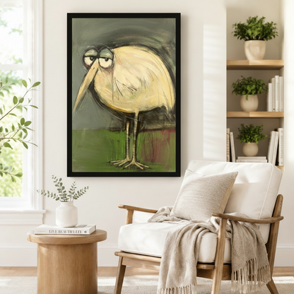 Grumpy Bird Expressionist Canvas Wall Art