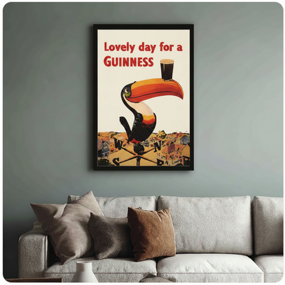 Vintage Guinness Toucan Retro Poster Canvas Art