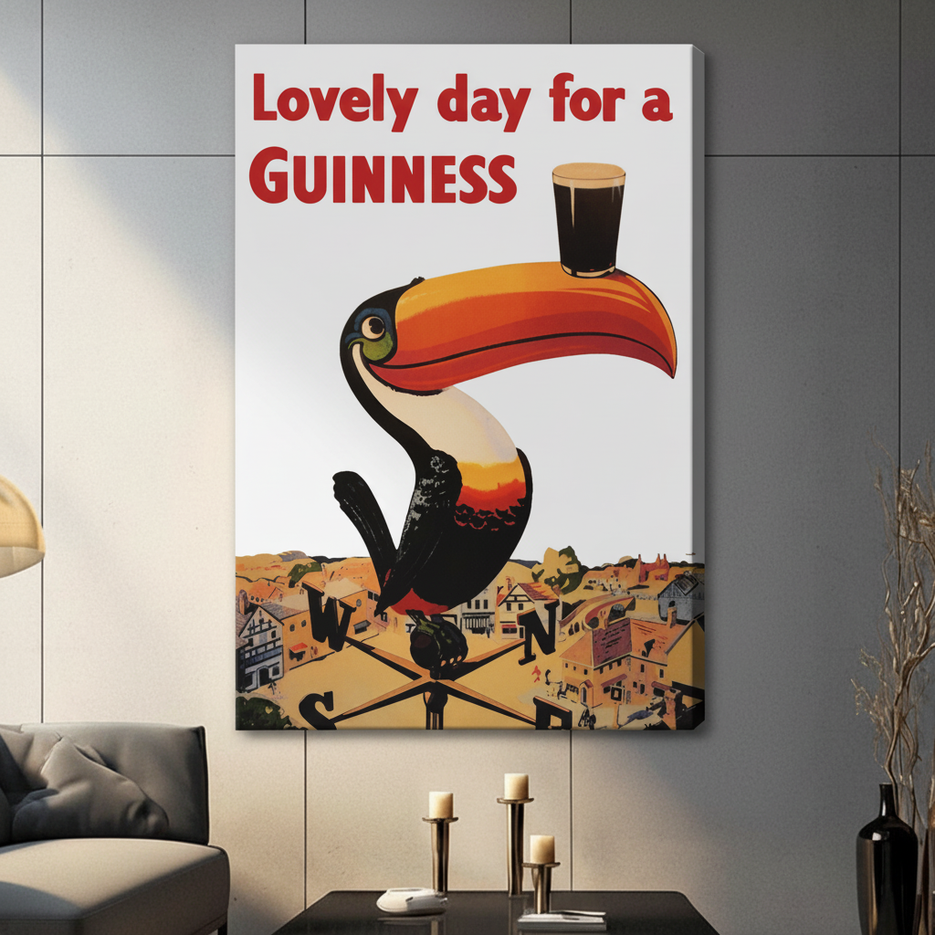 Vintage Guinness Toucan Retro Poster Canvas Art