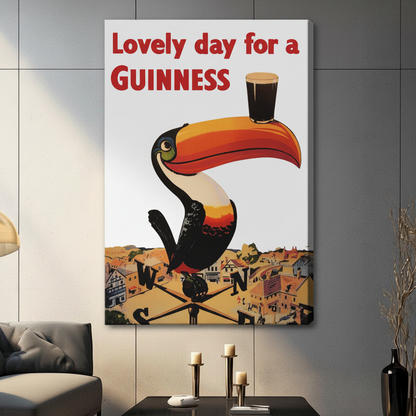 Vintage Guinness Toucan Retro Poster Canvas Art