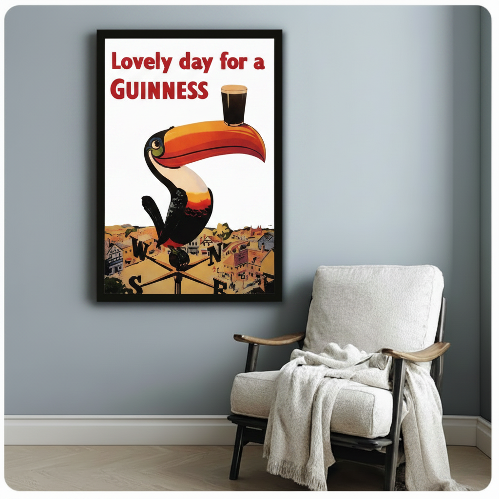 Vintage Guinness Toucan Retro Poster Canvas Art