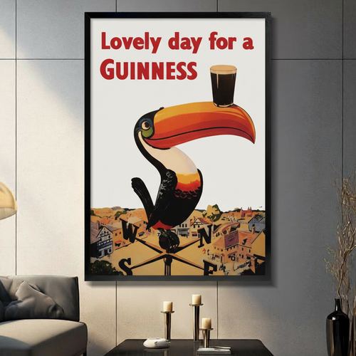 Vintage Guinness Toucan Retro Poster Canvas Art